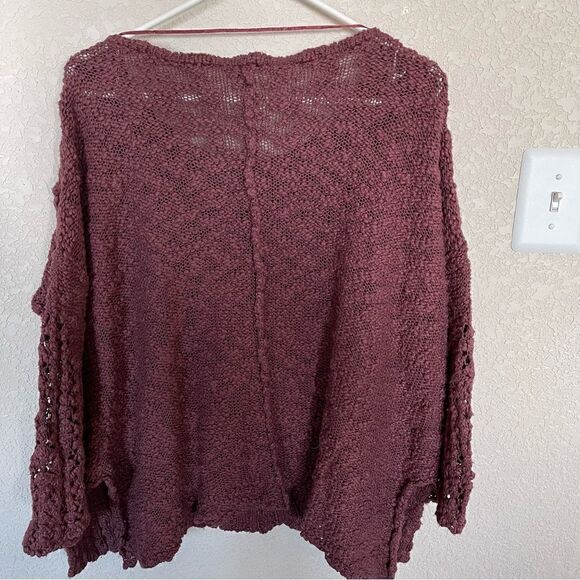 Free People- Pretty Pointelle Chunky Knit Sweater in Dusty Purple, Size XS - Picture 13 of 14